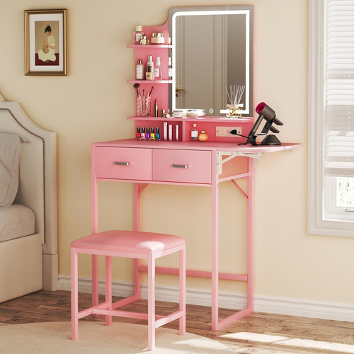 Makeup Vanity Desk with Mirror and Lights