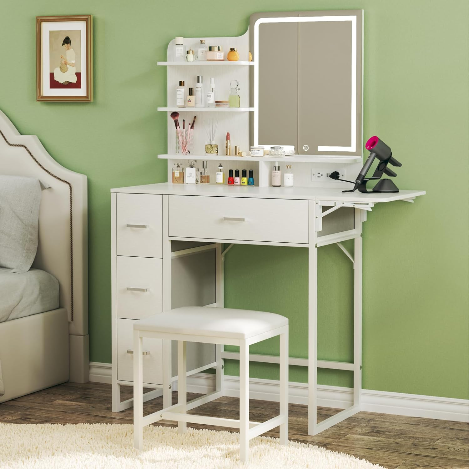 Makeup Vanity Desk with Mirror and Lights